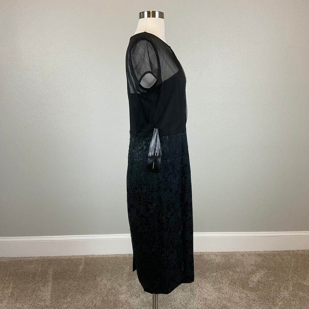 JS Collections Embroidered Lace Midi Sheath Cocktail Dress Black Size 18 - Picture 5 of 11
